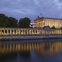 Buy canvas prints of Alte Nationalgalerie and River Spree, Berlin, Germ by Julie Woodhouse