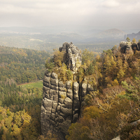 Buy canvas prints of view from the Schrammstein viewing point towards t by Julie Woodhouse