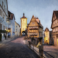 Buy canvas prints of Rothenburg ob der Tauber, Bavaria by Julie Woodhouse