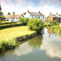 Buy canvas prints of Eardisland cottages by Julie Woodhouse