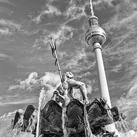 Buy canvas prints of Berliner Fernsehturm and Neptunbrunnen by Julie Woodhouse