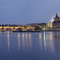 Buy canvas prints of Blue Hour in Prague by Julie Woodhouse