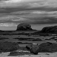 Buy canvas prints of Bass Rock At Low Tide by Michelle BAILEY