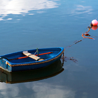 Buy canvas prints of  Little Blue Boat by Michelle BAILEY