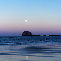 Buy canvas prints of  New Moon Over The Bass rock by Michelle BAILEY