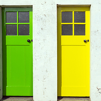 Buy canvas prints of  Changing Rooms Pink  Green Yellow Blue by Michelle BAILEY