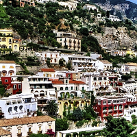 Buy canvas prints of Tumbling Terraces Positano  by Michelle BAILEY