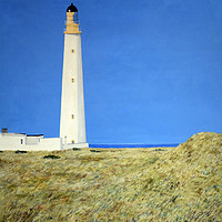 Buy canvas prints of Barnes Ness Lighthouse Painting by Michelle BAILEY