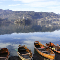Buy canvas prints of Church on Bled Island Lake Bled Slovenia  by John Keates