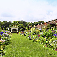 Buy canvas prints of The famous herbaceous border at Arley Hall Cheshir by John Keates