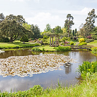 Buy canvas prints of The Temple and pool at Cholmondeley Castle country by John Keates