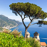 Buy canvas prints of A view of the Amalfi Coast from the formal gardens by John Keates