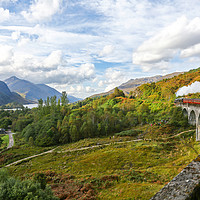 Buy canvas prints of A steam engine going over the Glenfinnan Viaduct  by John Keates