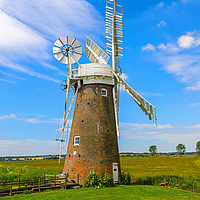 Buy canvas prints of Hardley Drainage windmill, Norfolk Broads, England by John Keates