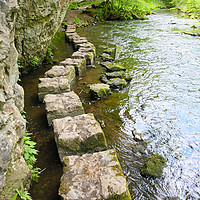 Buy canvas prints of Stepping stones at Chee Dale, River Wye  by John Keates