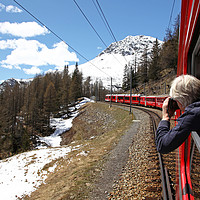 Buy canvas prints of Bernina Express train, Switzerland by John Keates