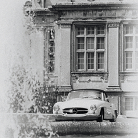 Buy canvas prints of A classic Mercedes car at Longleat House by Andrew Harker