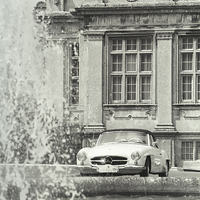 Buy canvas prints of A classic Mercedes car at Longleat House by Andrew Harker