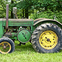 Buy canvas prints of A Vintage John Deere Tractor by Andrew Harker