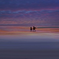 Buy canvas prints of Lone Riders at sunset by sylvia scotting