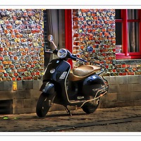 Buy canvas prints of  Scooter in Brugge  by sylvia scotting