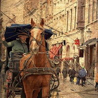 Buy canvas prints of  Horse and Driver in Brugge  by sylvia scotting