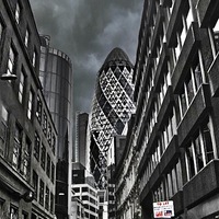 Buy canvas prints of  The Gherkin London  by sylvia scotting