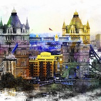 Buy canvas prints of Tower bridge and Butlers Wharf  by sylvia scotting