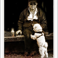Buy canvas prints of  One man and his dog by sylvia scotting