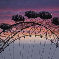 Buy canvas prints of  Sunset at the London Eye by sylvia scotting