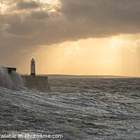Buy canvas prints of Porthcawl lighthouse in a storm by David Stephens