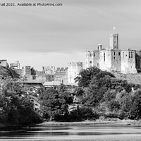 Buy canvas prints of Warkworth Castle Northumberland in Monochrome by Pearl Bucknall