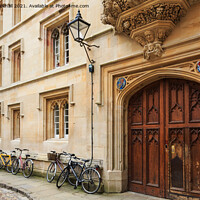 Buy canvas prints of Pembroke College Bikes in Oxford by Pearl Bucknall