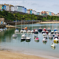 Buy canvas prints of Boats in Tenby Harbour Pembrokeshire Wales by Pearl Bucknall