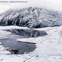 Buy canvas prints of Snow in Cwm Idwal in Snowdonia Wales by Pearl Bucknall
