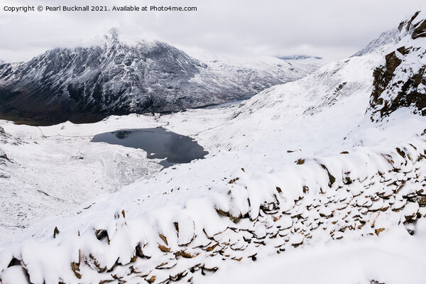 Snowy Cwm Idwal Devils Kitchen Route Snowdonia Picture Board by Pearl Bucknall