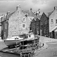 Buy canvas prints of Crail Fishing Village Fife Scotland Mono by Pearl Bucknall