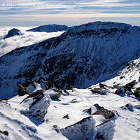 Buy canvas prints of Snow on Pen Yr Ole Wen in Snowdonia Wales by Pearl Bucknall