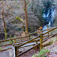 Buy canvas prints of Swallow Falls from the Other Side in Snowdonia by Pearl Bucknall