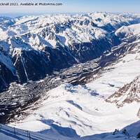 Buy canvas prints of High View Above Chamonix Valley and Mountains by Pearl Bucknall