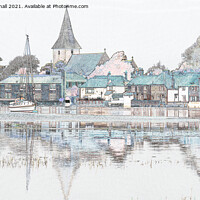 Buy canvas prints of Bosham Village Reflections in Chichester Harbour by Pearl Bucknall