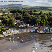 Buy canvas prints of Lower Fishguard and Preseli Hills Pembrokeshire by Pearl Bucknall