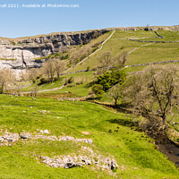 Buy canvas prints of Malham Beck and Malham Cove in Yorkshire Dales by Pearl Bucknall