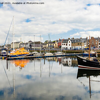 Buy canvas prints of Stornoway Harbour Reflections Isle of Lewis  by Pearl Bucknall