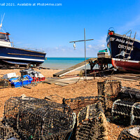 Buy canvas prints of Beached Boats in Deal on Kent Coast by Pearl Bucknall