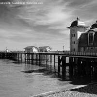 Buy canvas prints of Penarth Pier South Wales Coast Black and White by Pearl Bucknall