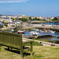 Buy canvas prints of Overlooking Cemaes Harbour on Anglesey by Pearl Bucknall