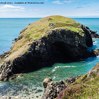 Buy canvas prints of Ynys y Fydlyn Rock Island Anglesey Coast by Pearl Bucknall