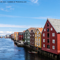 Buy canvas prints of Historic Buildings River Nidelva Trondheim Norway by Pearl Bucknall