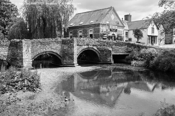 Clun Bridge Shropshire in Black and White Picture Board by Pearl Bucknall